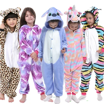 

Kigurumi Unicorn Pajama Children Pajamas Panda Girls Boys Stitch Oneises Pijamas Unicornio for 4 6 8 10 12Years Stitch Costume