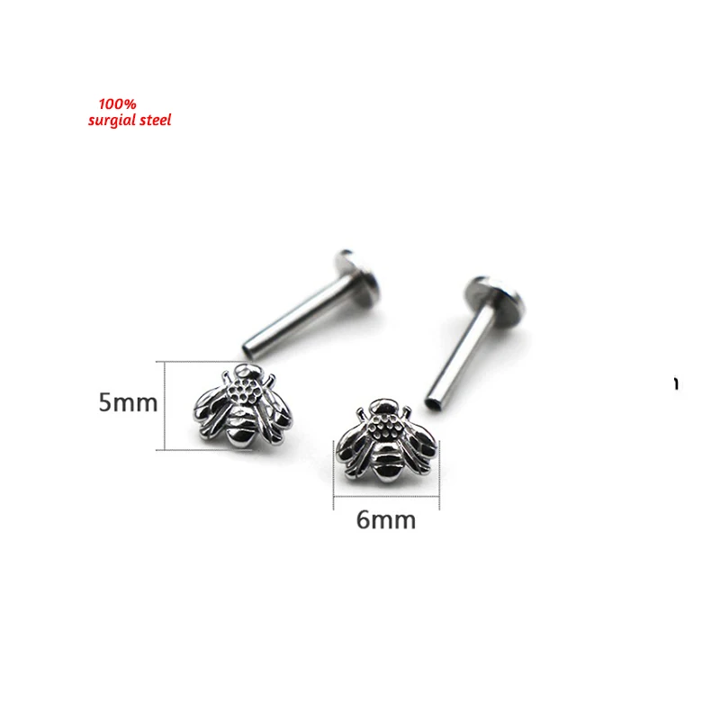 1Pc 100% Surgical Steel Barbell Studs Helix Tragus Rook Piercing Crystal Stars Conch flat back cartilage earring Jewelry Stud - Image 4