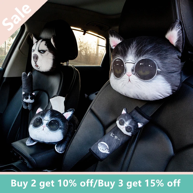

1PC Cartoon Cute Car Neck Pillow Headrest Neck Rest Support Cushion Neck Pillow Headrest & Safety Seat Belt Shoulder Strap Pad