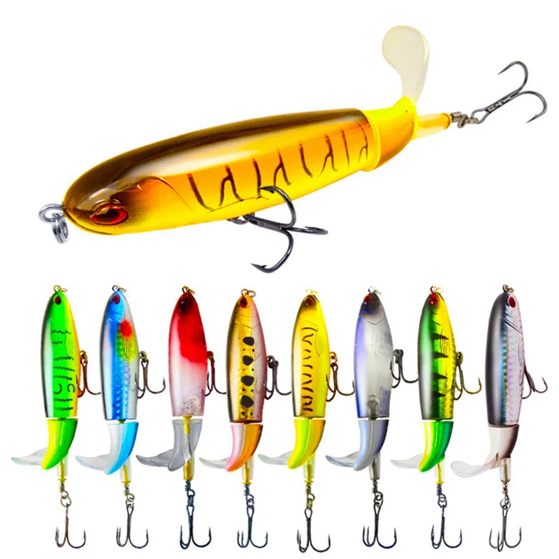 

Whopper Popper 1.1cm 13g Topwater Fishing Lure Artificial Hard Bait 3D Eyes Plopper Soft Rotating Tail Fishing Tackle