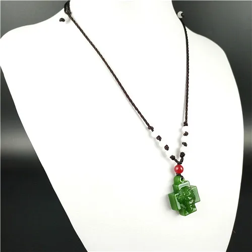 Натуральный зеленый китайский нефритовый крест кулон ожерелье Модные Аксессуары Шарм ювелирные изделия Резные Иисуса амулет Подарки для женщин мужчин