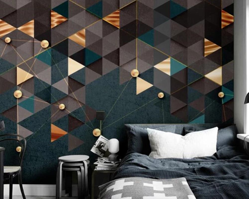 

Custom papel de parede 3D,Geometric line mural used for living room bedroom sofa background wall decoration wallpaper
