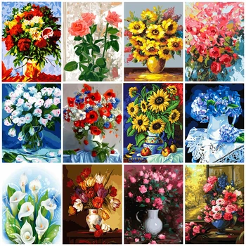 

AZQSD Painting By Numbers DIY Modern Oil Painting Tree Hand Paint Canvas Picture Home Decoration Flower Wall Art