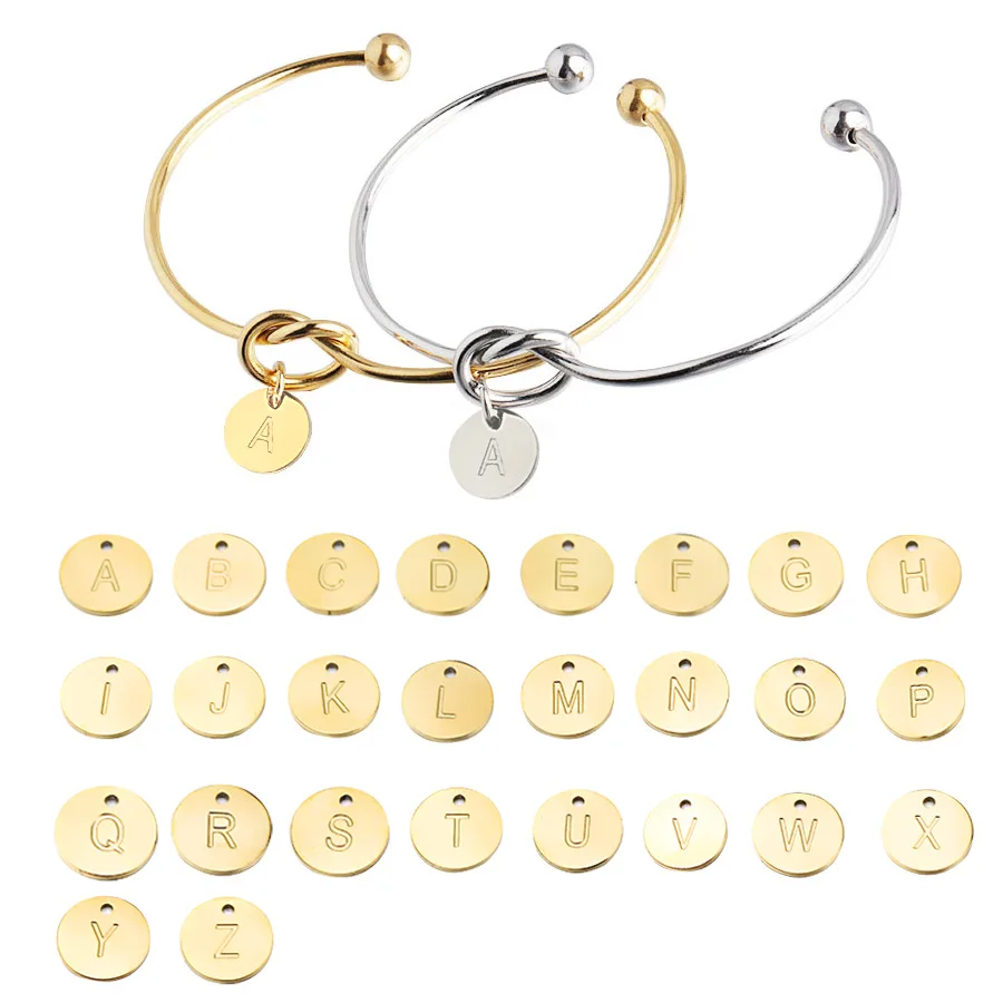 

ELANUOYY Stainless Steel Letter Knot Bracelet Open Bracelet Gifts