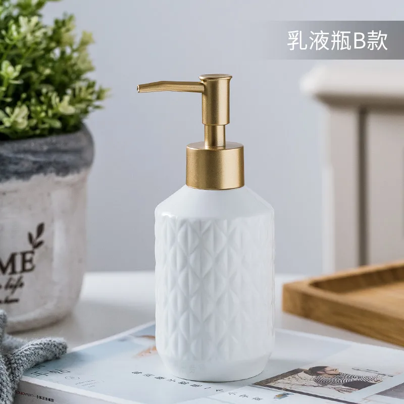 Nordic Ceramic Lotion Bottle Bathroom Accessories Soap Dispenser Hand Sanitizer Bottle Toilet Shower Gel Bottle For Kitchen Hote