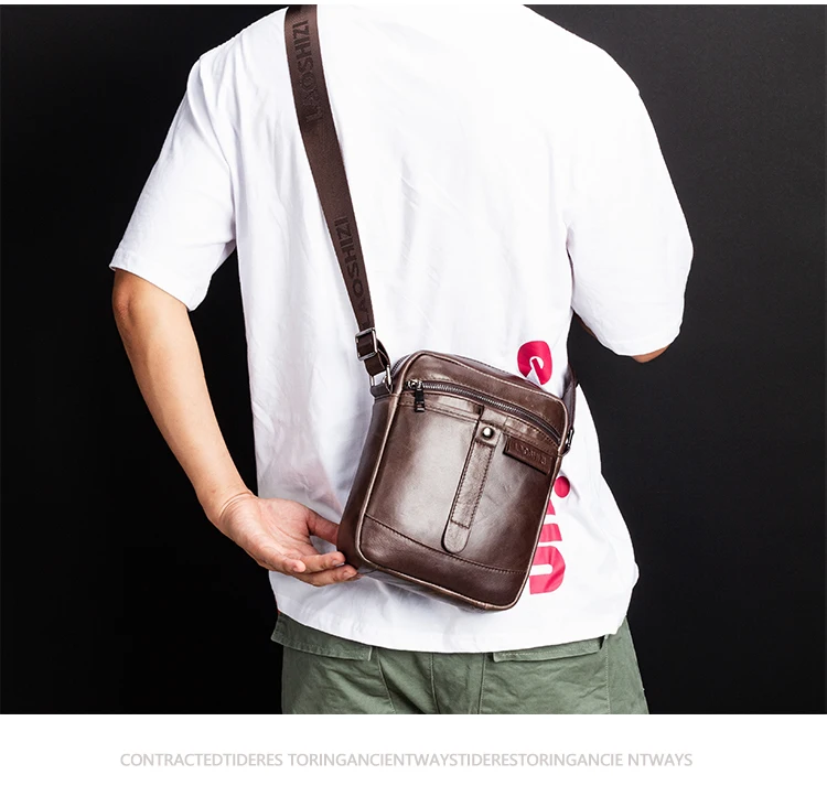 LAOSHIZI LUOSEN мини сумка из натуральной кожи через плечо Бизнес Сумки из натуральной кожи для Для мужчин Элитный бренд сумка 91317