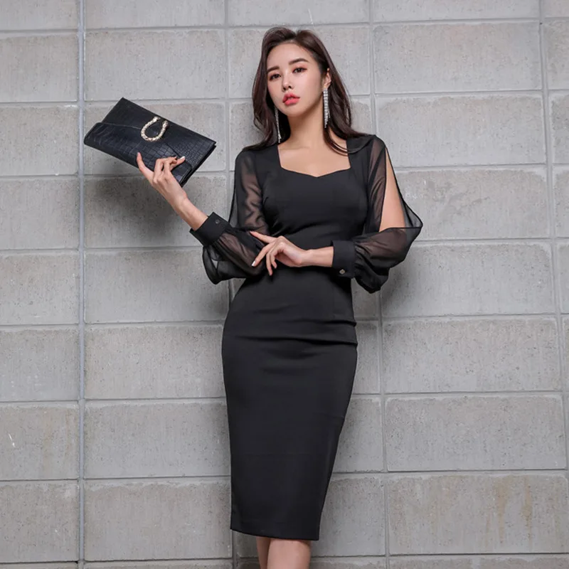 

Spring Clothing New Style WOMEN'S Dress Chiffon Sleeves Joint Sheath Dress