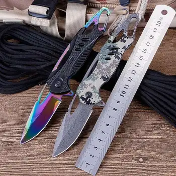 

Tactical hunting knife multifunctional folding knife colored titanium alloy survival knife