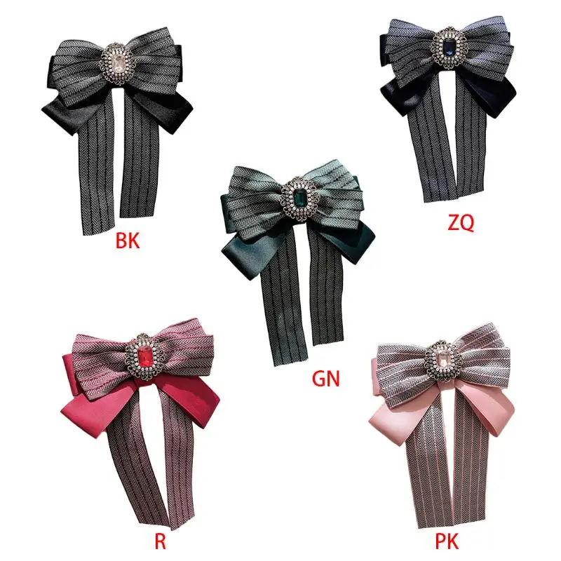 Женский ретро Красочный Полосатый галстук-бабочка Имитация кристаллов Ювелирная брошь на воротник булавка простая в использовании высокое качество и бренд