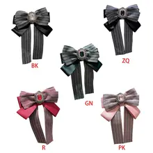 Женский ретро Красочный Полосатый галстук-бабочка Имитация кристаллов Ювелирная брошь на воротник булавка простая в использовании высокое качество и бренд