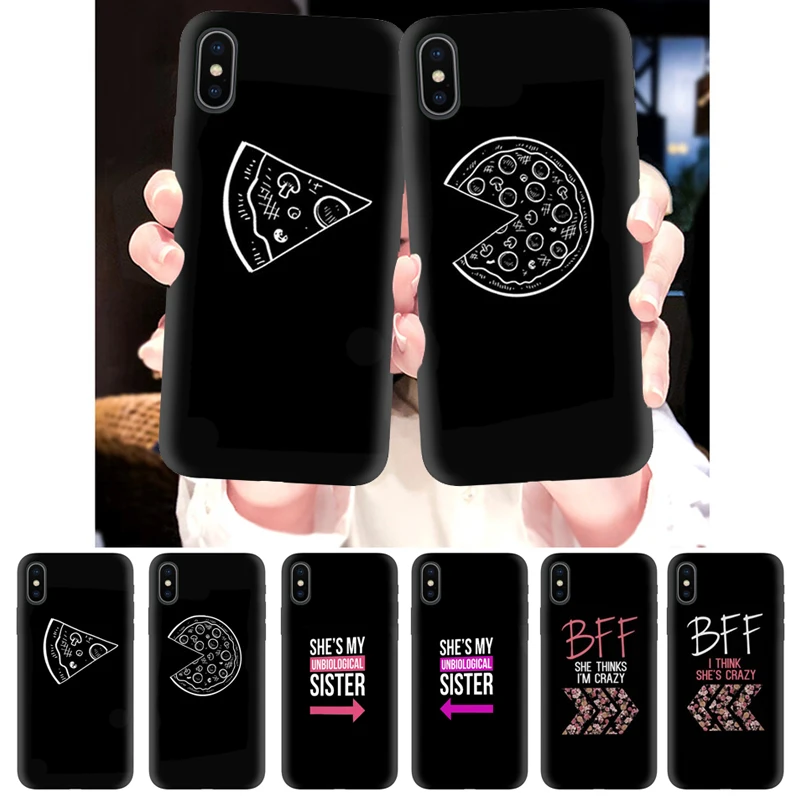 Pizza Best Friends Case for iphone 11 6 S 6plus 7 7plus 8 8plus X 10 XR XS Pro Soft Cover Black Cases Coque love Pair BFF |