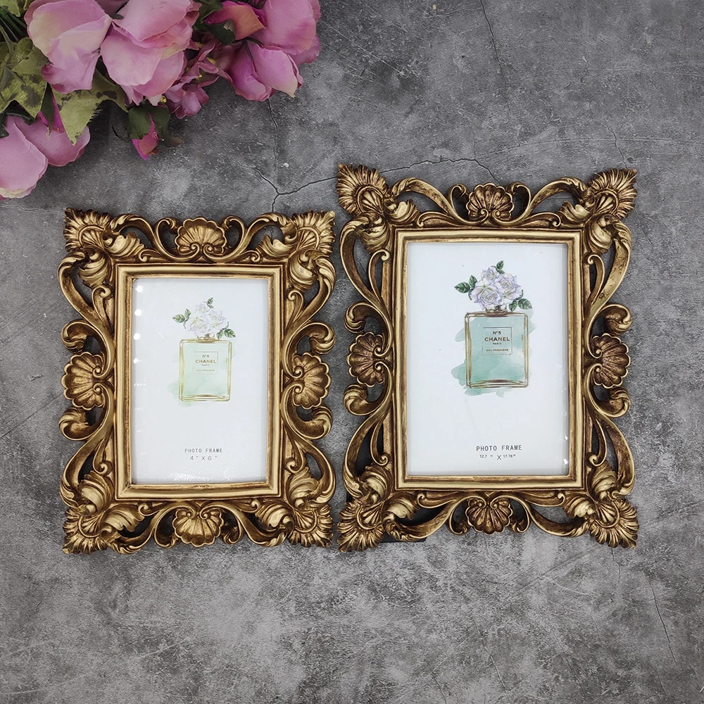 Модная яркая Золотая Роскошная фоторамка в стиле барокко из смолы|fashion photo frames|photo