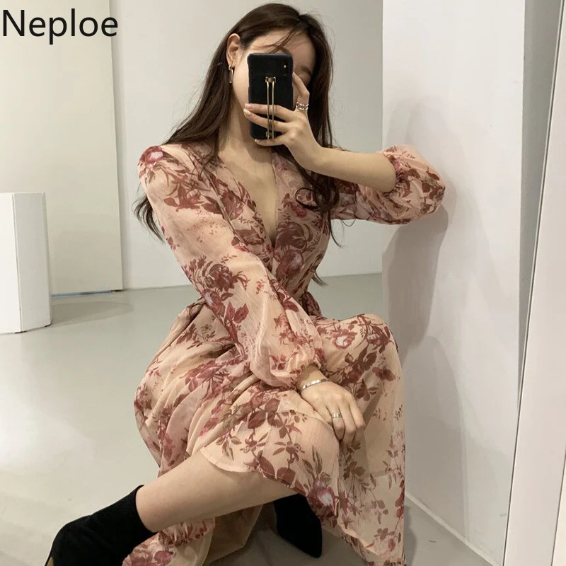 Женское платье с цветочным принтом Neploe весна 2020 шикарные женские платья v