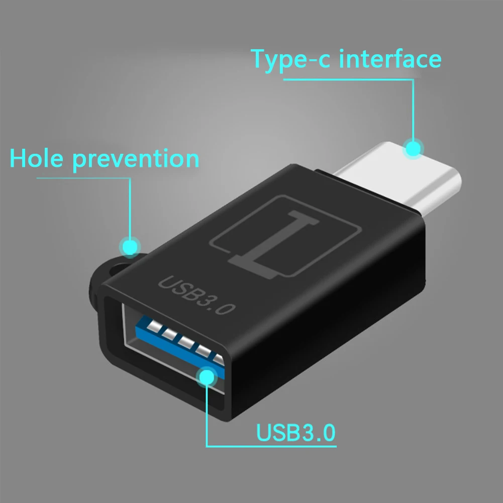 

2PCS Accessories Mobile Phone Use Converter Portable Connecting Data Transfer Anti Lost Hole USB To Type-c Mini Adapter