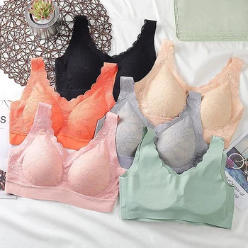 

New Japanese Style Seamless Underwear Full Lace Foam-Latex Cup Sexy Beauty Back Without Steel Ring Vest One-Piece Bra