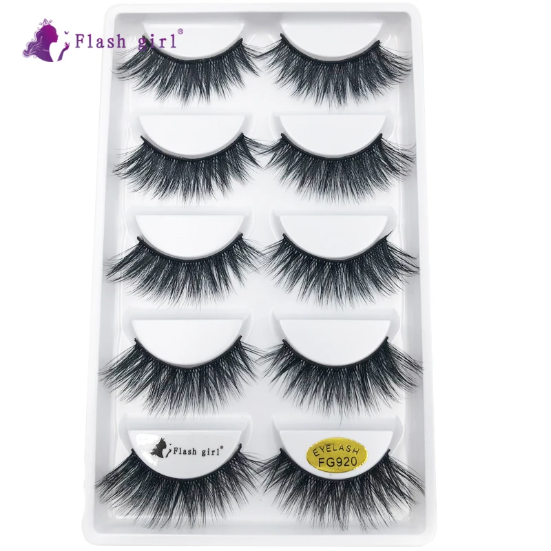 

Wholesale Free Shipping FG920 5 Pairs Mink Eyelashes Natural Mink Eyelashes 3D Mink Hair Lashes Natural