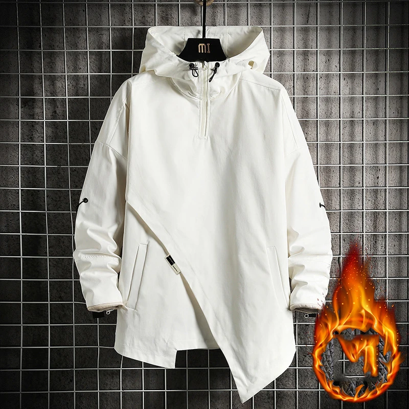 Новая зимняя мужская парка с косой планкой повседневная куртка капюшоном