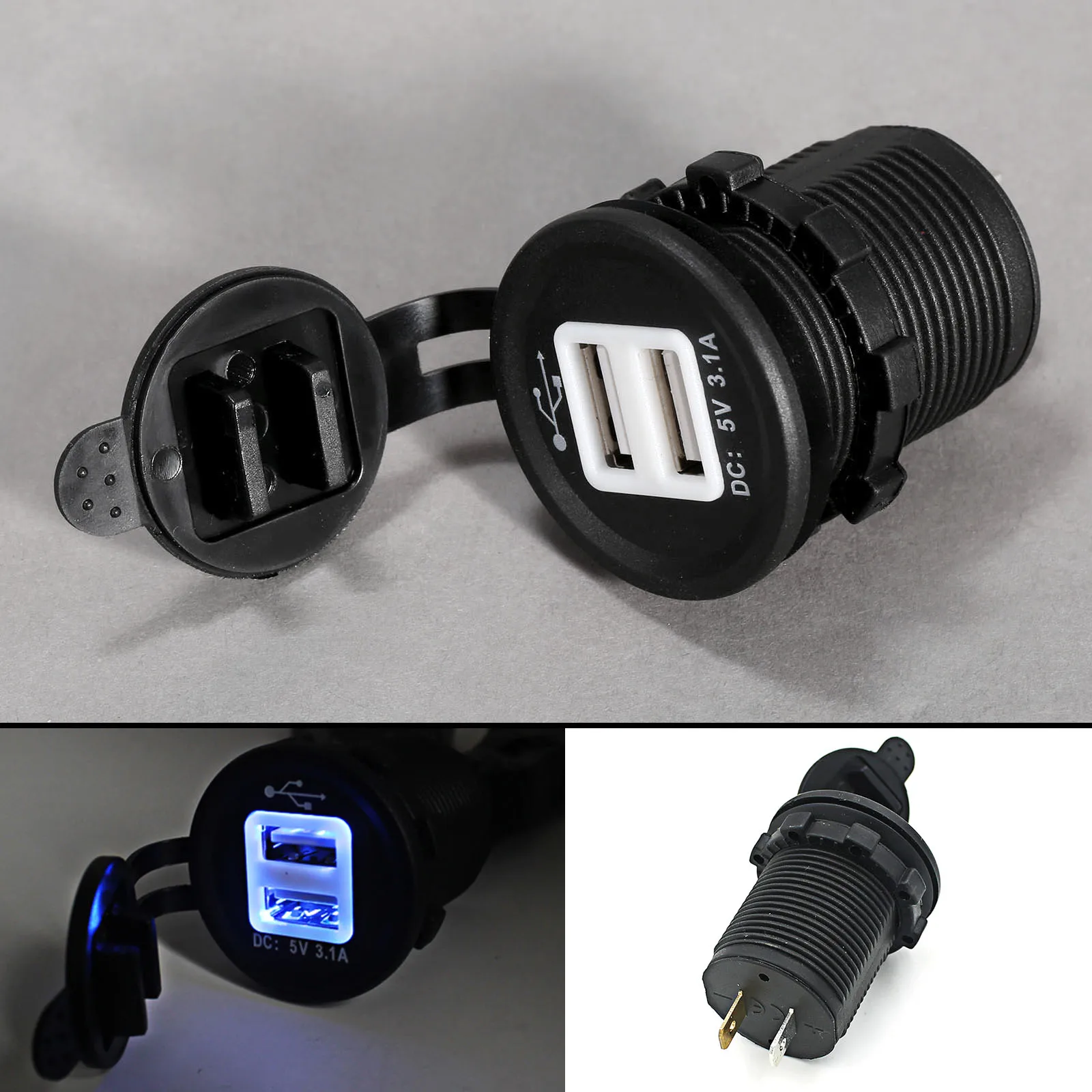 Авто мотоцикл двойной USB зарядное устройство выход адаптера питания грузовик автомобиль телефон Питание Зарядное устройство 3.1A Прикуриватель разъем