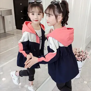 

Girls Windbreaker Mid-length Coat Spring and Autumn 2020 New Korean Version Children's Novelty Jacket Youth Girls 2 To 12 Years