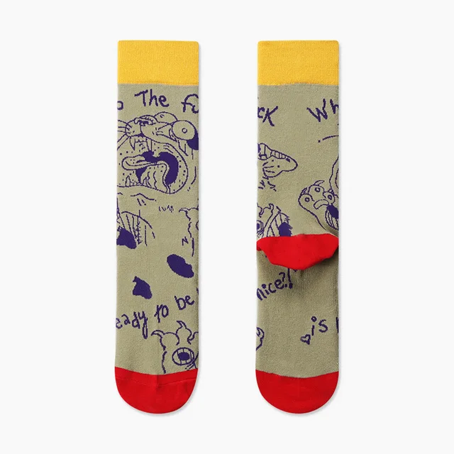 Couples Outdoor Skateboard Sox Autumn/Winter Creative Abstract Art Harajuku Hip Hop Streets Tide Sock Colorful Happy Funny Socks 16