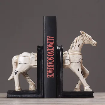 

Handmade Resin Horse Sculpture Retro Horse Statu Book Stand Office Study Room Display Figurines Birthday Gifts File Bookbend
