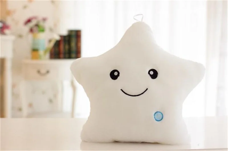 34 см светящаяся Подушка Мягкая Плюшевая светящаяся красочная Звездная улыбка креативная Подушка светодиодный светильник игрушки подарок на день рождения для девочек - Цвет: star white
