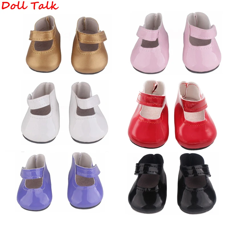 

18 Inch Shoes Shiny Leather Doll Shoes For 43 cm Bebe Reborn Dolls 7cm White Small Fresh Shoes For 1/3 BJD Our Generation Dolls