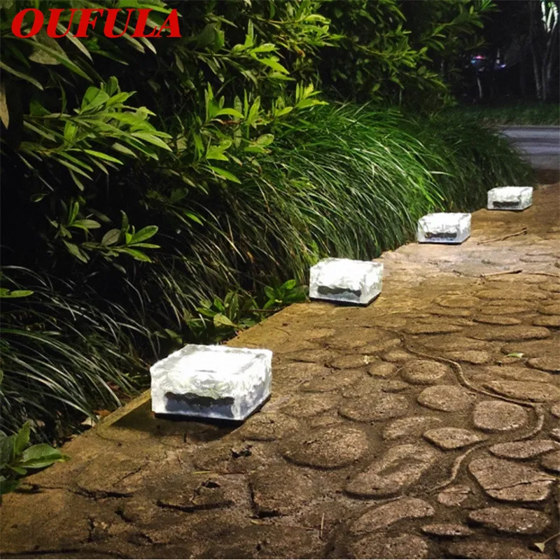 

OUFULA Solar Underground Lights 4LED Ice Brick Lights Home Ice Brick Waterproof Outdoor Decorative Landscape Lights