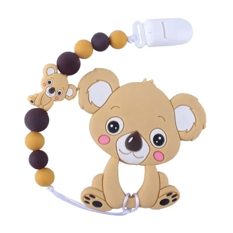 Милые младенцы молярная игрушка мультфильм животное коала зуб гель соска цепь Новорожденный ребенок силиконовый Прорезыватель для купания Подарки 85WA