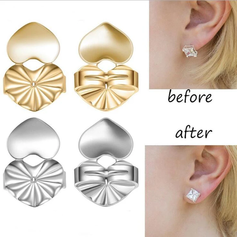 Love Heart Stud Back Lifters Adjustable Earring Lifts Ear Lobe Ster For