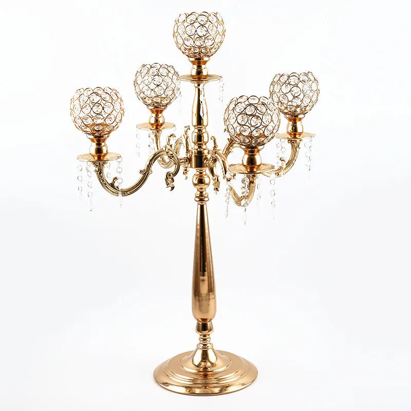 

75cm Silver/Gold 5-Arms Metal Candle Holder Candlestick Wedding Decoration Stand Mariage Home Decor Candelabra