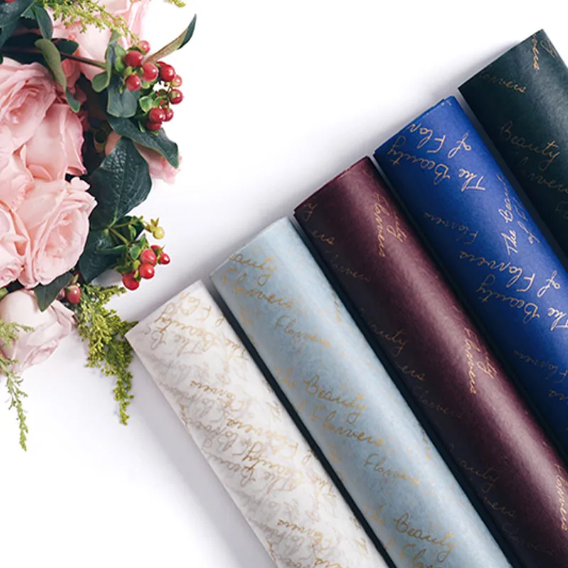 

Waterproof Waxed Paper Flower Wrapping Tissue Paper English Letter Shoes Gift Packaging Florist Supplies Home Deco 60*60cm 20pcs