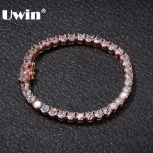 UWIN, 5 мм, Круглый Теннисный браслет, ювелирные изделия Хип-хоп, 1 ряд кубического циркония, Роскошные CZ, мужские Модные браслеты с подвесками