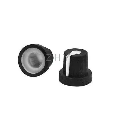 

6mm Split Shaft Stereo Radio Taper Potentiometer Volume Knob Cap 2pcs