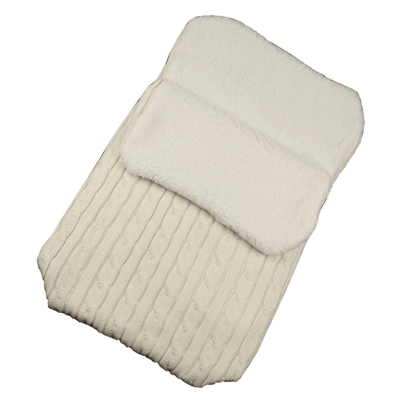 Winter baby stroller sleeping bag outdoor button baby knitted sleeping bag wool plus velvet thick quilt warm  sleeping bag 30D5 (19)