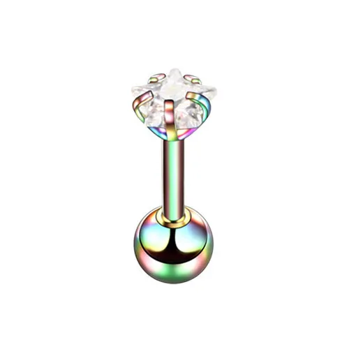 UOTOP1PC, модные сережки в виде сердца с кубическим цирконием, серьги в виде спирали, пирсинг для ушей, верхняя часть тела для женщин, ювелирные изделия - Окраска металла: Rainbow Pentagram