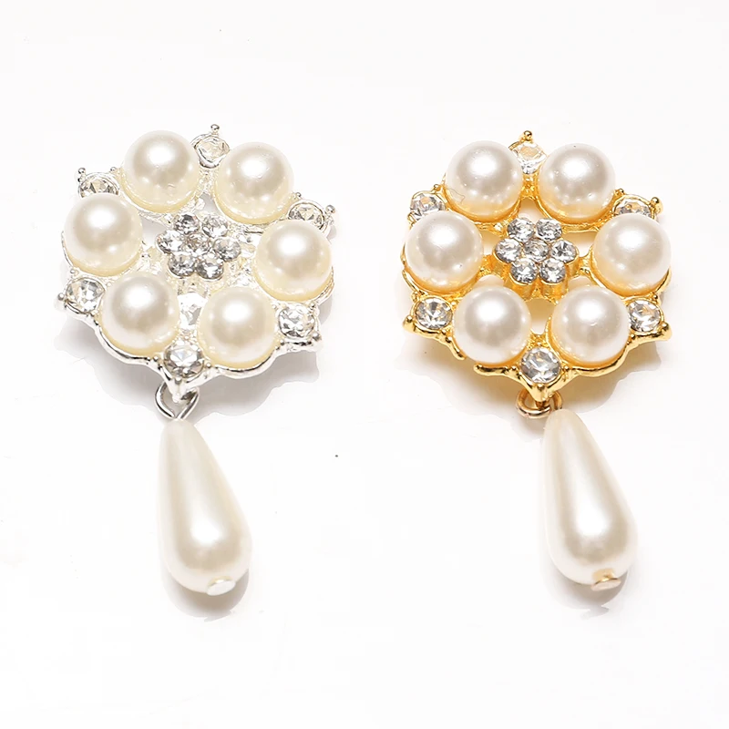 10Pcs Plum Rhinestones Pearl Drop Pendant buttton for DIY brooch or hair accessoriess QW01 | Дом и сад