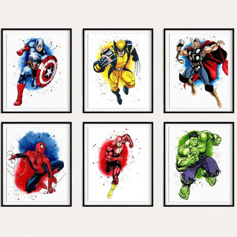 Marvel Avengers Wall Art Canvas Painting Superhero Cartoon Print And