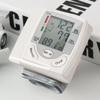 

Automatic Digital LCD Display Wrist Blood Pressure Monitor Heart Beat Rate Pulse Meter Measure Tonometer Sphygmomanometer White