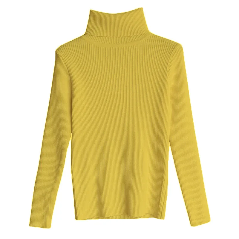 

Free Size M New Autumn and Winter Pullovers Women Sweater Clothing Yellow Woman Turtleneck 2019 Fall Sweater Long Sleeve Solid