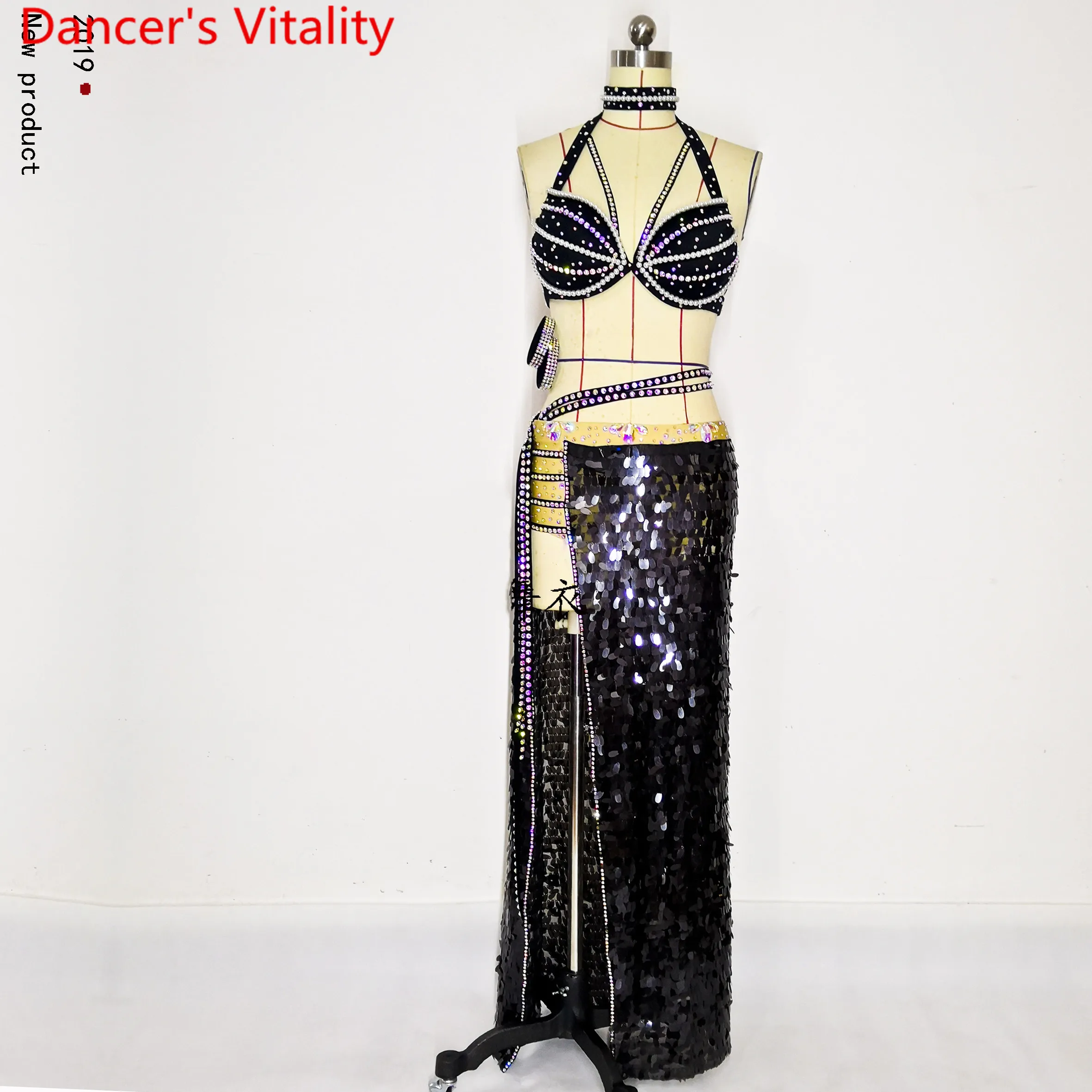 Профессиональный танец живота костюм на заказ для женщин взрослых сексуальный супер яркий блестками длинная юбка с разрезами роскошный комплект