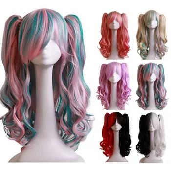 

Joy&luck Long Wavy Synthetic Wigs Cosplay Wig for Women Ombre Blonde Color Two Ponytail for Party Costume Hair Style