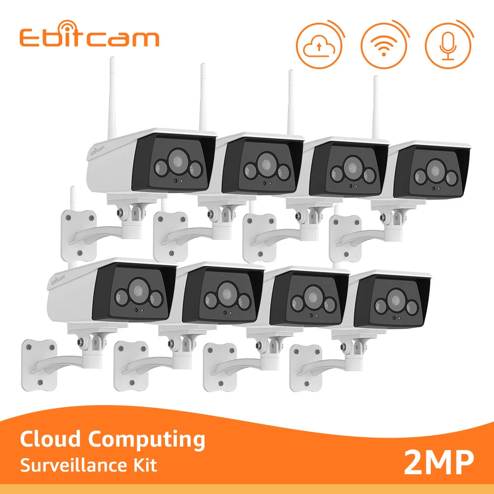 Ebitcam 1080p Wifi IP Camera Outdoor Cloud Wireless Surveillance System Spotlight Security Cameras Two Way Audio | Безопасность и