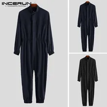 INCERUN Мужской Японский ретро костюм комбинезон хип-хоп воротник комбинезоны сплошной цвет длинный рукав тонкий раздел девять частей комбинезон