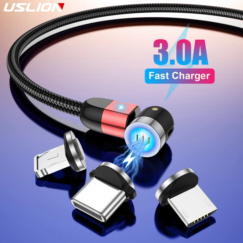 USLION 3A Magnetic Cable usb Fast Charging Type C Magnet Charge Micro usb Cable For iPhone 8 7 6 XS Plus Samsung Xiaomi usb c|Mobile Phone Cables| - AliExpress