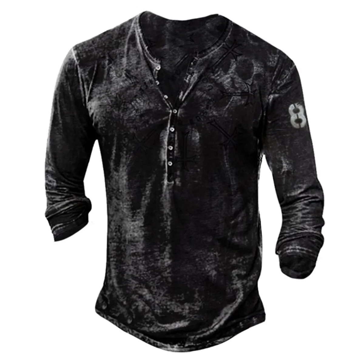 Bababuy High Quality Imitation Cotton T Shirts Men Long Sleeve Punk Style Tops Oversized V Collar 66 3D Printed T Shirts