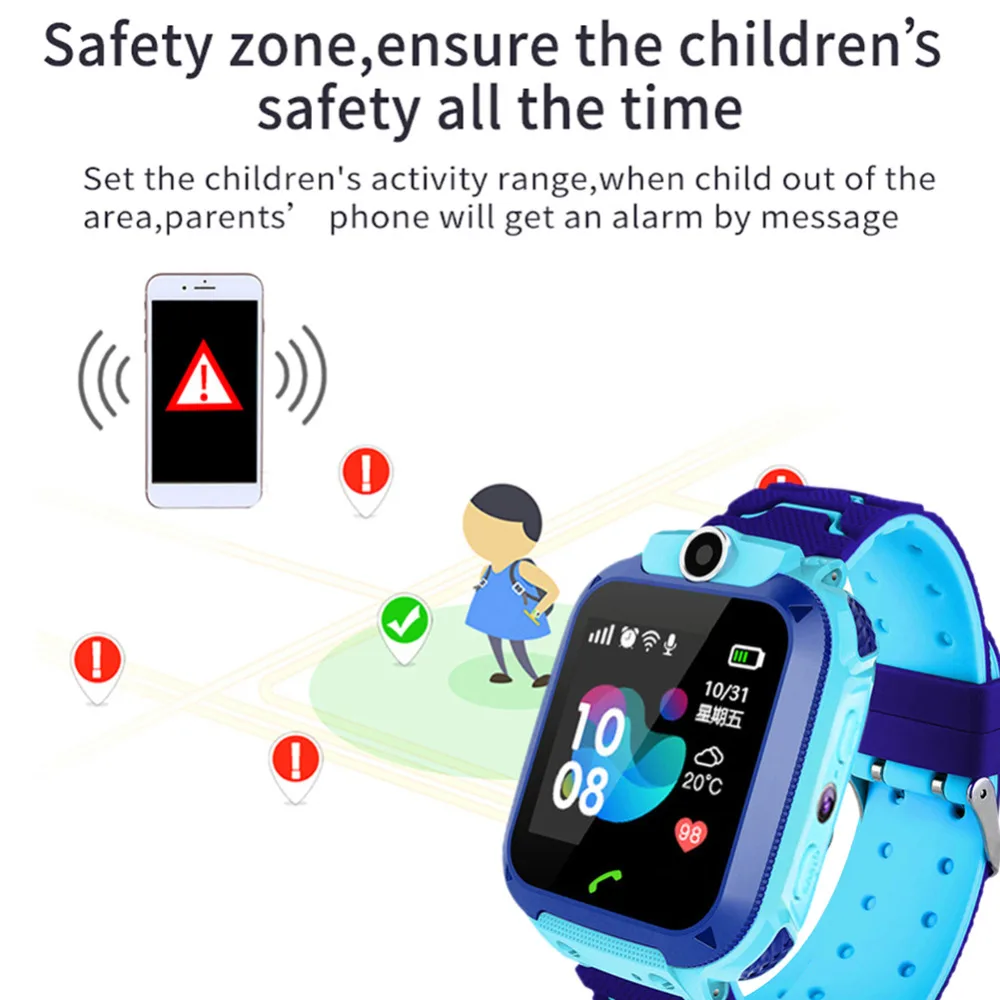Q12B умные детские часы-телефон, SOS будильник, жизнь, водонепроницаемые, удаленное позиционирование, камера 70 H, в режиме ожидания, 1,3 миллионов пикселей, детские часы