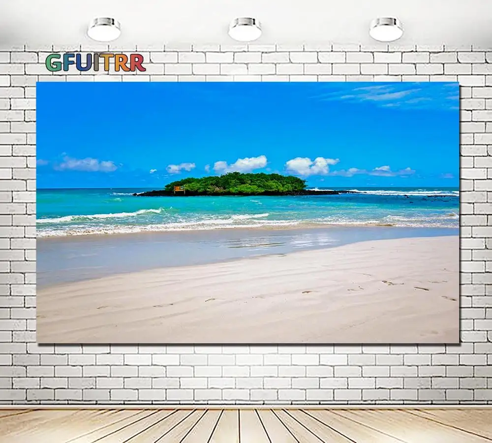 GFUITRR акварельный морской Фотофон цифровая природа голубое небо Золотой пляж