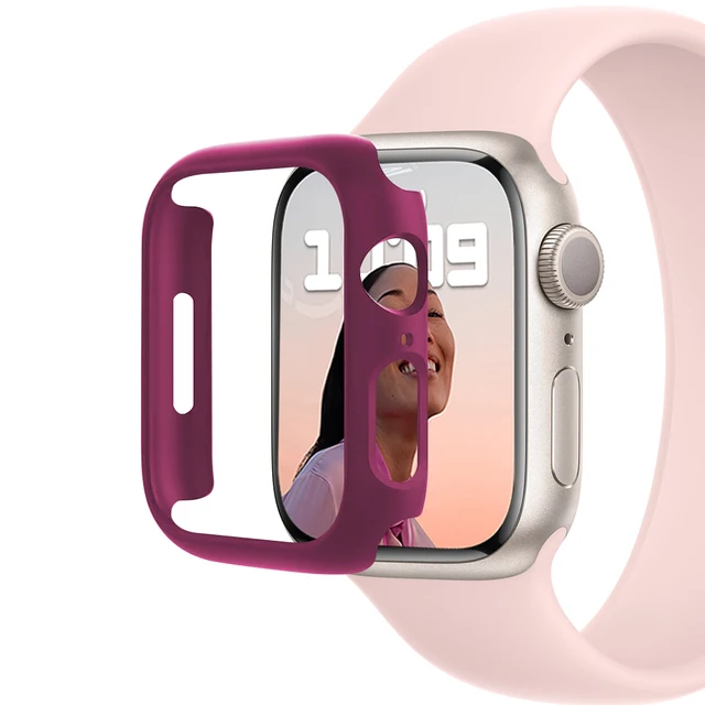 Cover for Apple Watch  45mm 41mm  44mm  40mm 42mm 38mm Shock-Proof Resist Bumper Protective Case for iWatch SE 7 6 5 4 3 2 1 Red Wine