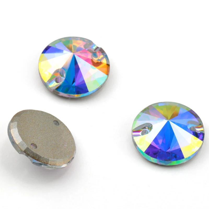 Все размеры со стразами "риволи" AB Стекло Кристаллы с плоски основанием кристаллы для шитья со стразами ремесло шить на горный хрусталь для одежды - Цвет: crystal AB